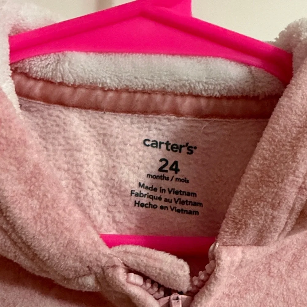 Carter's soft Pink Fleece Hooded jumpsuit
